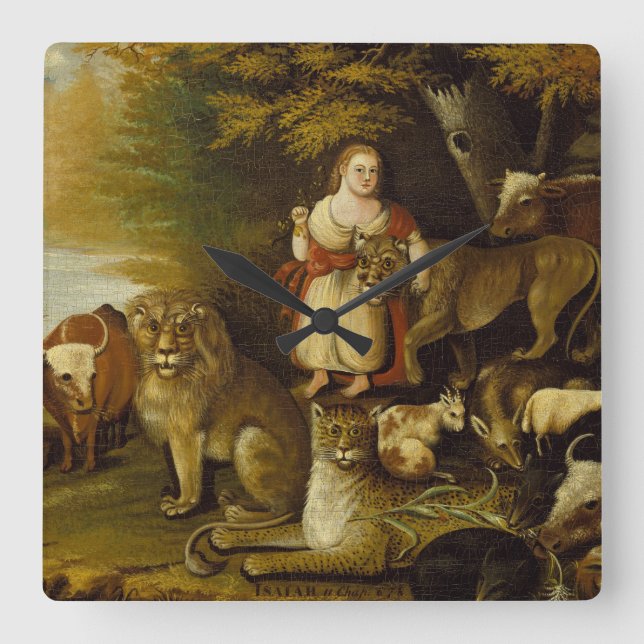 Peaceable Kingdom | 1830-32 Square Wall Clock (Front)