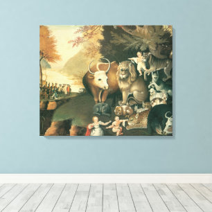 Peaceable Kingdom by Edward Hicks Vintage Folk Art Canvas Print