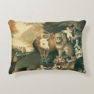 Peaceable Kingdom by Edward Hicks Vintage Folk Art Decorative Cushion