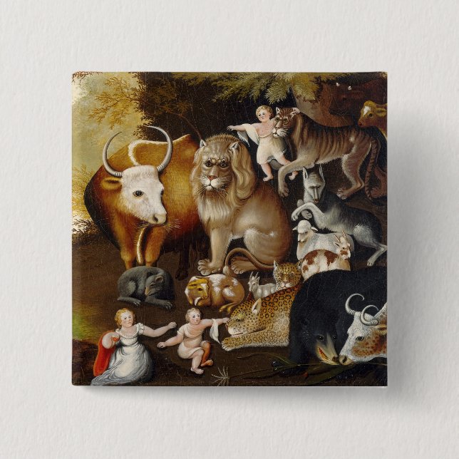 Peaceable Kingdom, c.1834 (oil on canvas) 15 Cm Square Badge (Front)