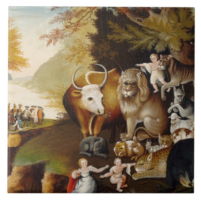 Peaceable Kingdom, c.1834 (oil on canvas) Tile (Front)