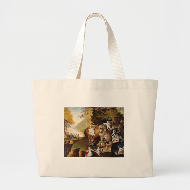 Peaceable Kingdom Fine Art Custom Print Painting Large Tote Bag (Front)