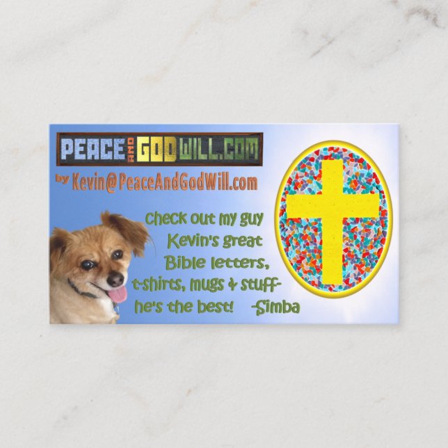 PeaceAndGodWill.com Business Card (Front)