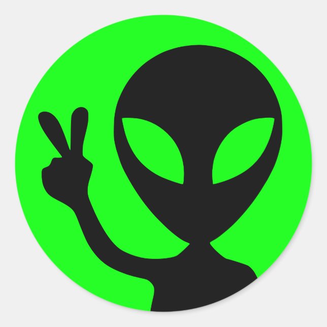 Peaceful Alien Classic Round Sticker (Front)