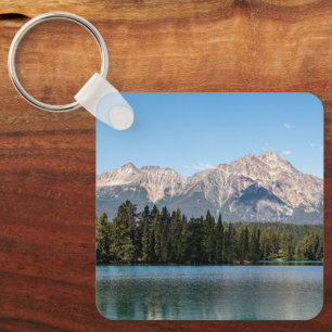 Peaceful Alpine Reflection, Pyramid Mountain Key Ring