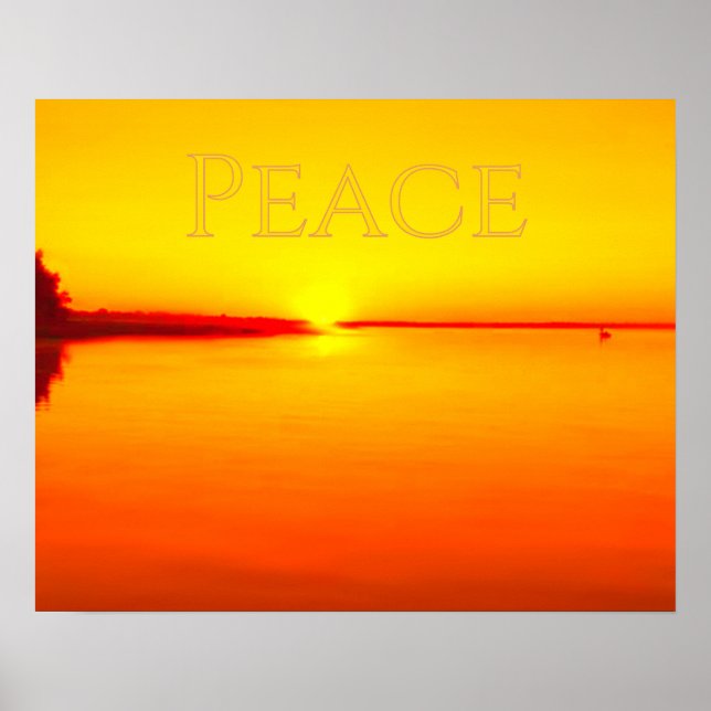 Peaceful Amber Sunset over Water Poster (Front)