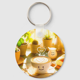 Peaceful and Heartwarming Cappuccino Morning Key Ring