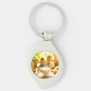 Peaceful and Heartwarming Cappuccino Morning Key Ring