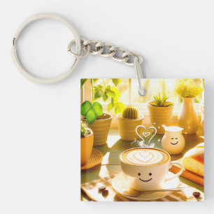 Peaceful and Heartwarming Cappuccino Morning Key Ring