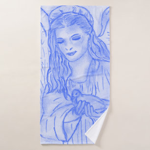 Peaceful Angel in Light Blue Bath Towel Set