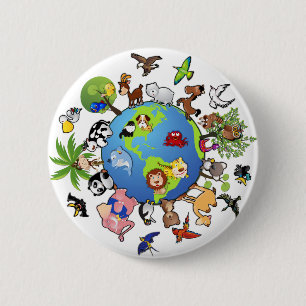 Peaceful Animal Kingdom - Animals Around the World 6 Cm Round Badge