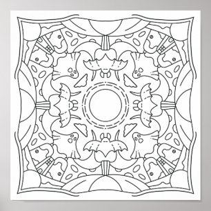Peaceful Autumn: Halloween Spooky Night Colouring Poster