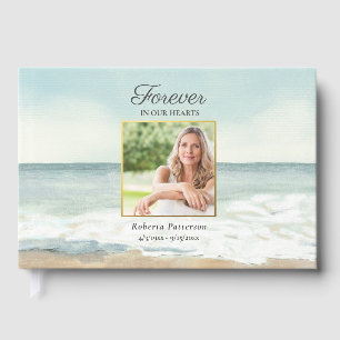 Peaceful Beach Ocean Photo Funeral Memorial Guest Book