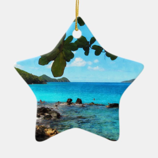 Peaceful Beach St Thomas Ceramic Ornament (Front)
