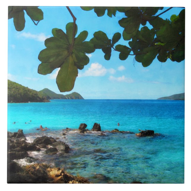 Peaceful Beach St Thomas Ceramic Tile (Front)