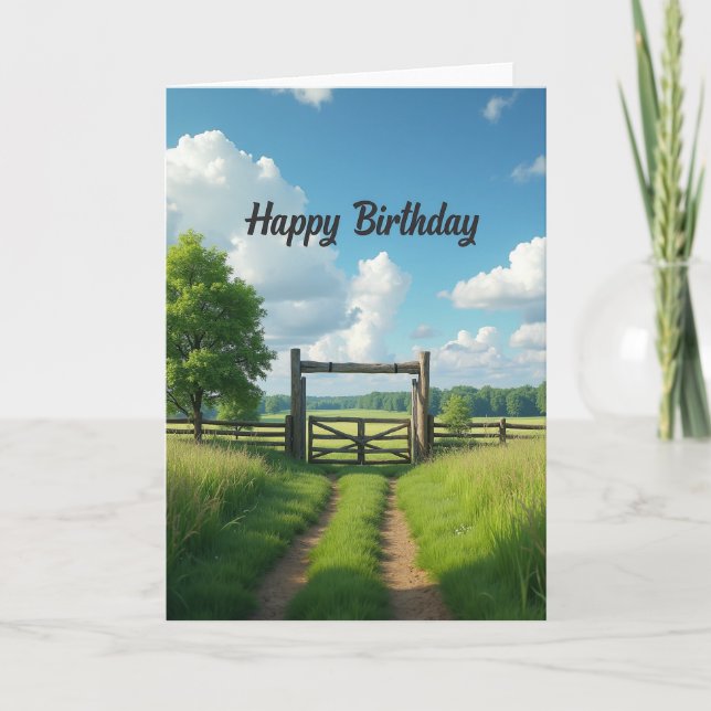 Peaceful Birthday Gate View Card (Front)