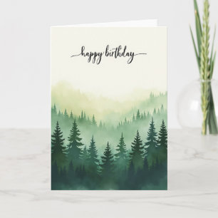 Peaceful Birthday Watercolor Forest Card