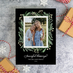 Peaceful Blessings Single Photo  Holiday Card