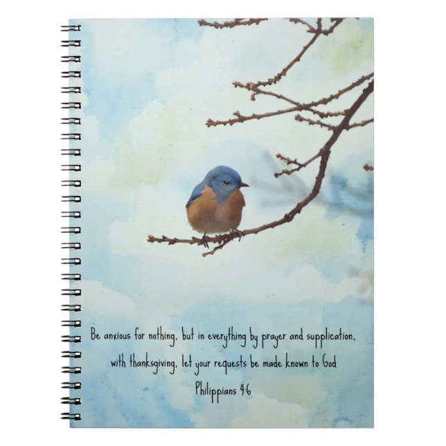 Peaceful Blue Bird Art Faith Prayer Journal (Front)