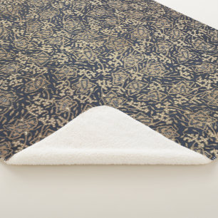 Peaceful Blue & Cream Batik Sherpa Blanket