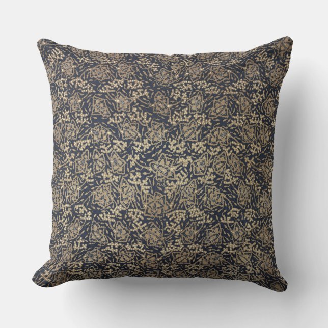 Peaceful Blue & Cream Batik Throw Pillow (Front)