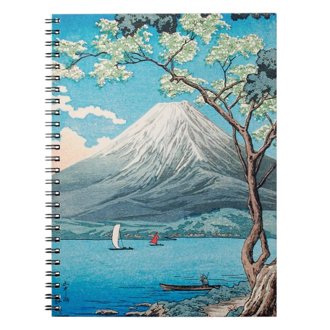 Peaceful Blue Mount Fuji Lake Print Notebook (Front)