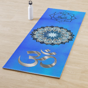 Peaceful Blue Om Mandala Buddha Yoga Mat