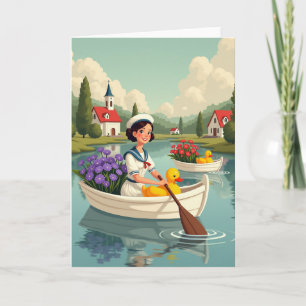Peaceful Boat Trip Scene Card