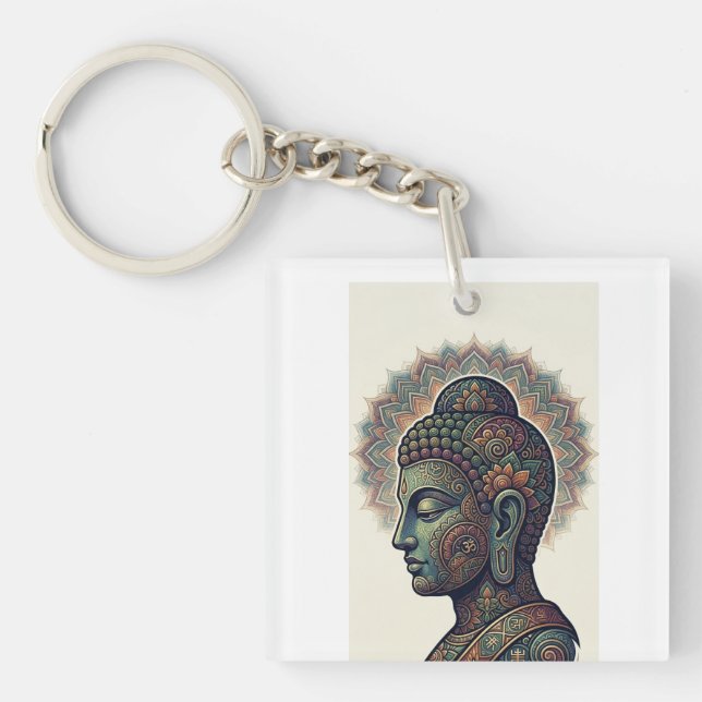 Peaceful Buddha and Dhamma Art - Acrylic Keychain (Front)