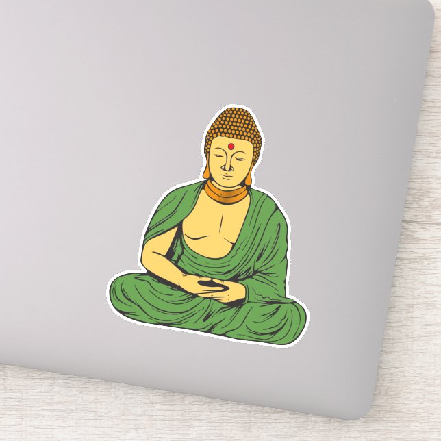 Peaceful Buddha  Buddhist Monk in green robes (Detail)