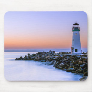 Peaceful Calm Coastal Simplistic Lighthouse Art Mouse Pad
