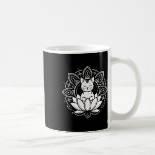 Peaceful Cat Lotus Flower Yoga Meditation Tee _1  Coffee Mug