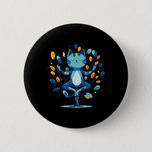 Peaceful Cat Zen Meditation Tree Pose 6 Cm Round Badge