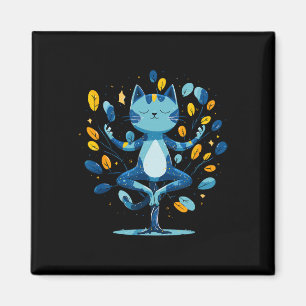 Peaceful Cat Zen Meditation Tree Pose Magnet