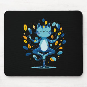 Peaceful Cat Zen Meditation Tree Pose Mouse Pad