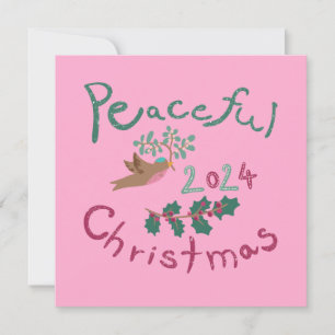 Peaceful Christmas 2024 mistletoe bird Ornament Holiday Card