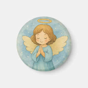 Peaceful Christmas Angel in Watercolor Sky Magnet