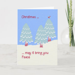 Peaceful Christmas Card with Trees and Snow
