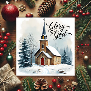 Peaceful Church Scene Religious Christmas Holiday Card