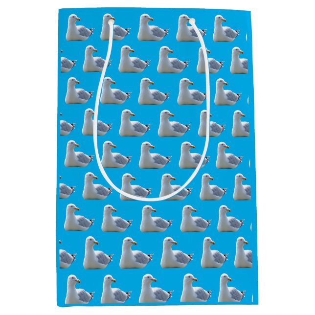 Peaceful Coast Seagull Resting Beach Wildlife Art Medium Gift Bag (Front)