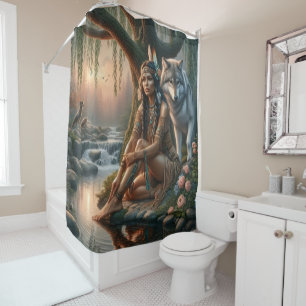 Peaceful connection with nature shower curtain