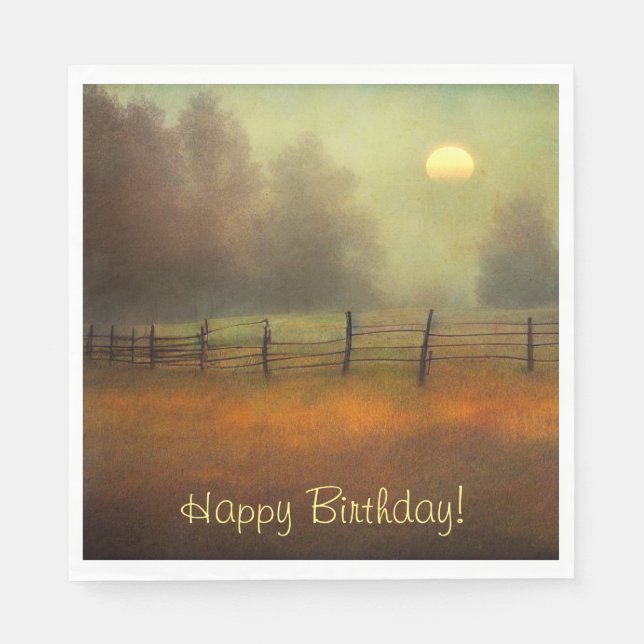 Peaceful Country Scene Birthday Napkin (Front)