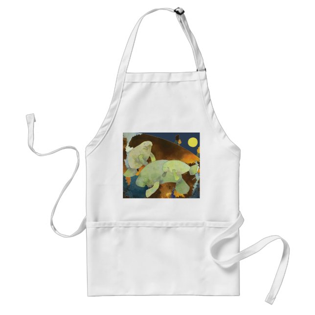 Peaceful Cute Manatee Family Standard Apron (Front)