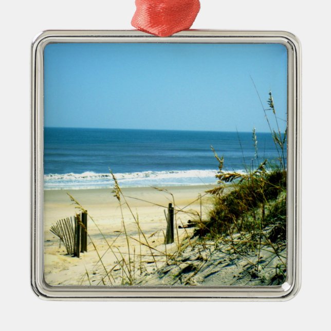 Peaceful Day At The Beach Metal Tree Decoration (Front)