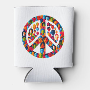 Peaceful Diversity Global Unity Peace Sign Design Can Cooler