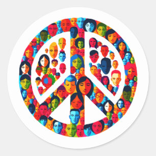 Peaceful Diversity Global Unity Peace Sign Design Classic Round Sticker