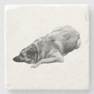 Peaceful Dog Shadows Cheer Festive Tabletimes Stone Coaster