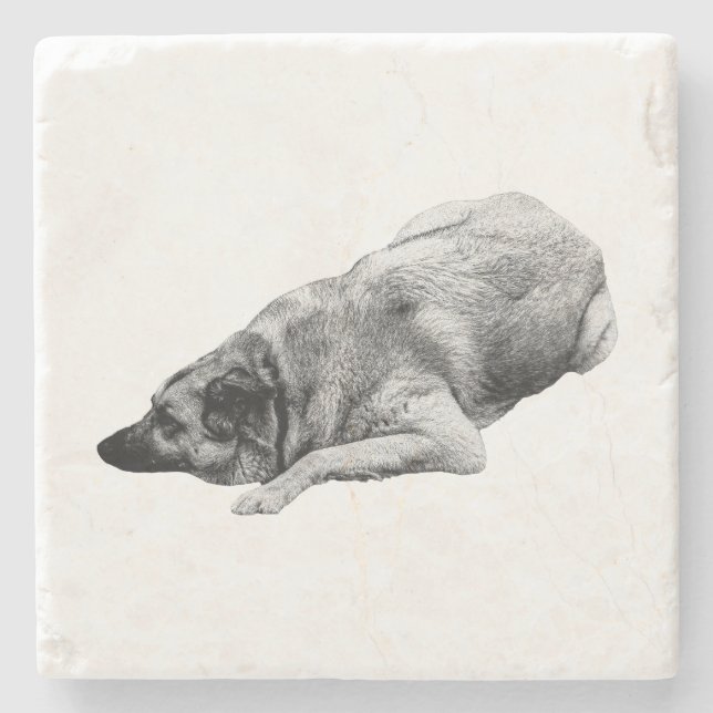 Peaceful Dog Shadows Cheer Festive Tabletimes Stone Coaster (Front)