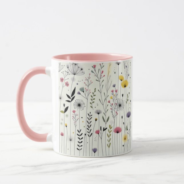Peaceful Dove Art Mug, Floral Bird Design, Coffee  Mug (Left)