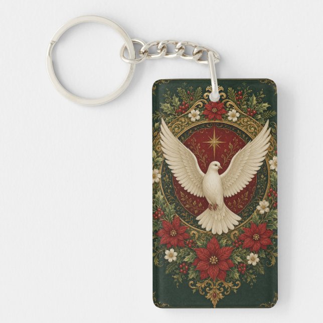 Peaceful Dove Holiday Key Ring (Front)
